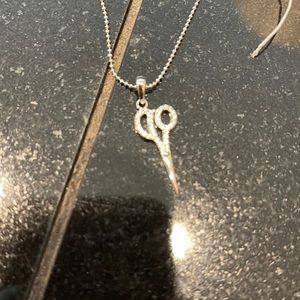 Scissors silver necklace
